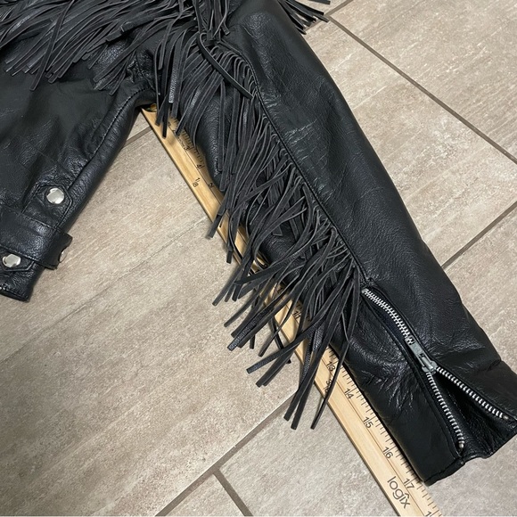 VTG UNIK Premium Black Fringe Conchos Leather Motorcycle Jacket Size… - Picture 13 of 16